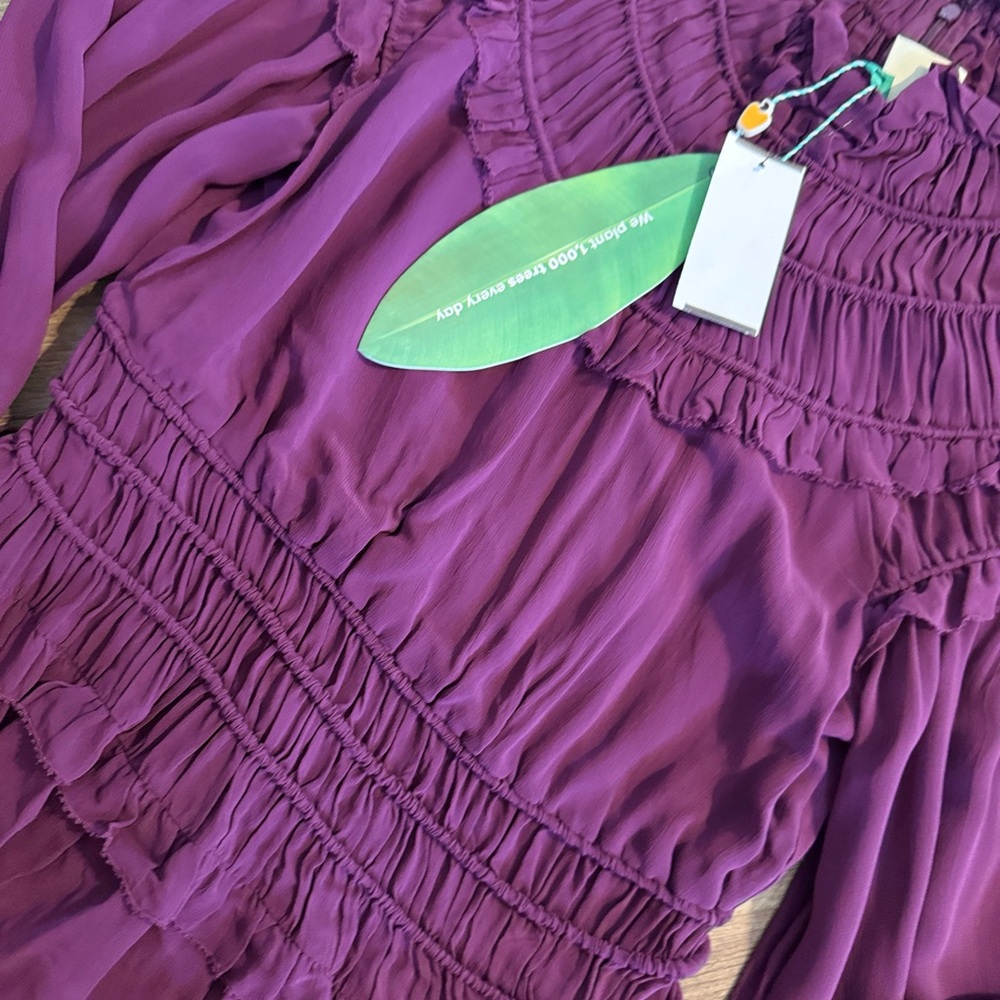 New Farm Rio Burgundy Ruffle Blouse - Picture 3 of 3